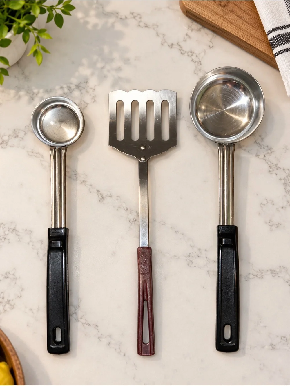 Vollrath Spoodle Ladles & Offset Slotted Spatula Set of 3 Commercial Utensils